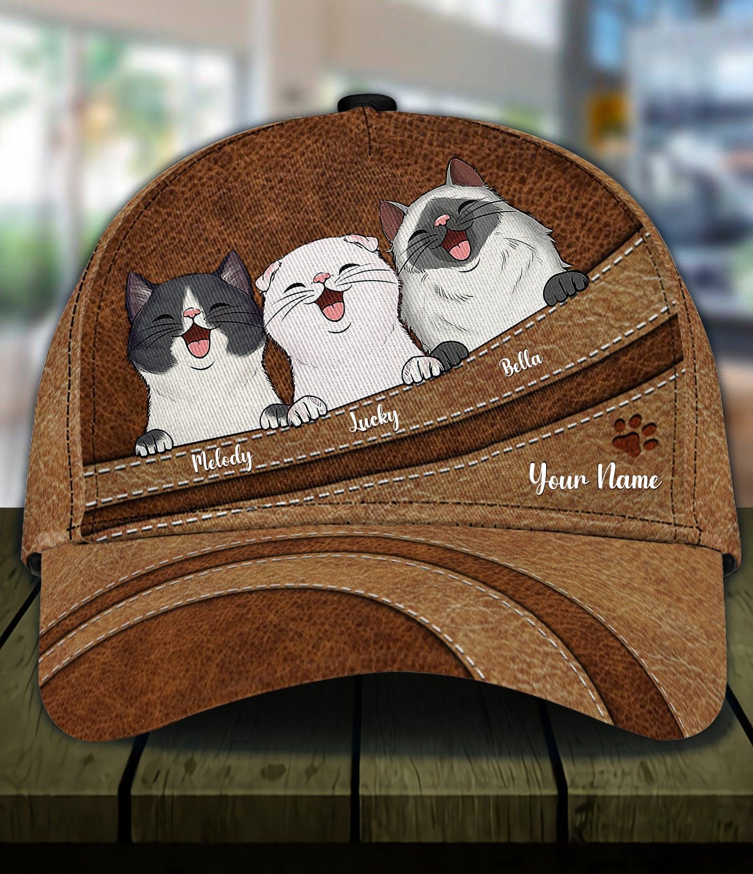 Cat Brown Curves Personalized Classic Cap, Personalized Gift for Cat Lovers, Cat Mom, Cat Dad Trucker Hats Custom Hats Gifts For Men & Women