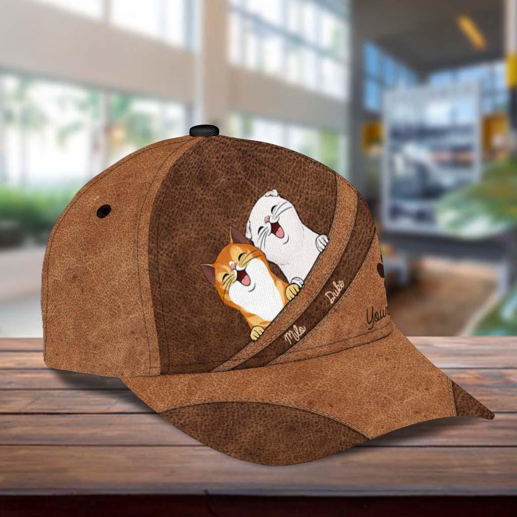 Cat Brown Curves Personalized Classic Cap, Personalized Gift for Cat Lovers, Cat Mom, Cat Dad Trucker Hats Custom Hats Gifts For Men & Women