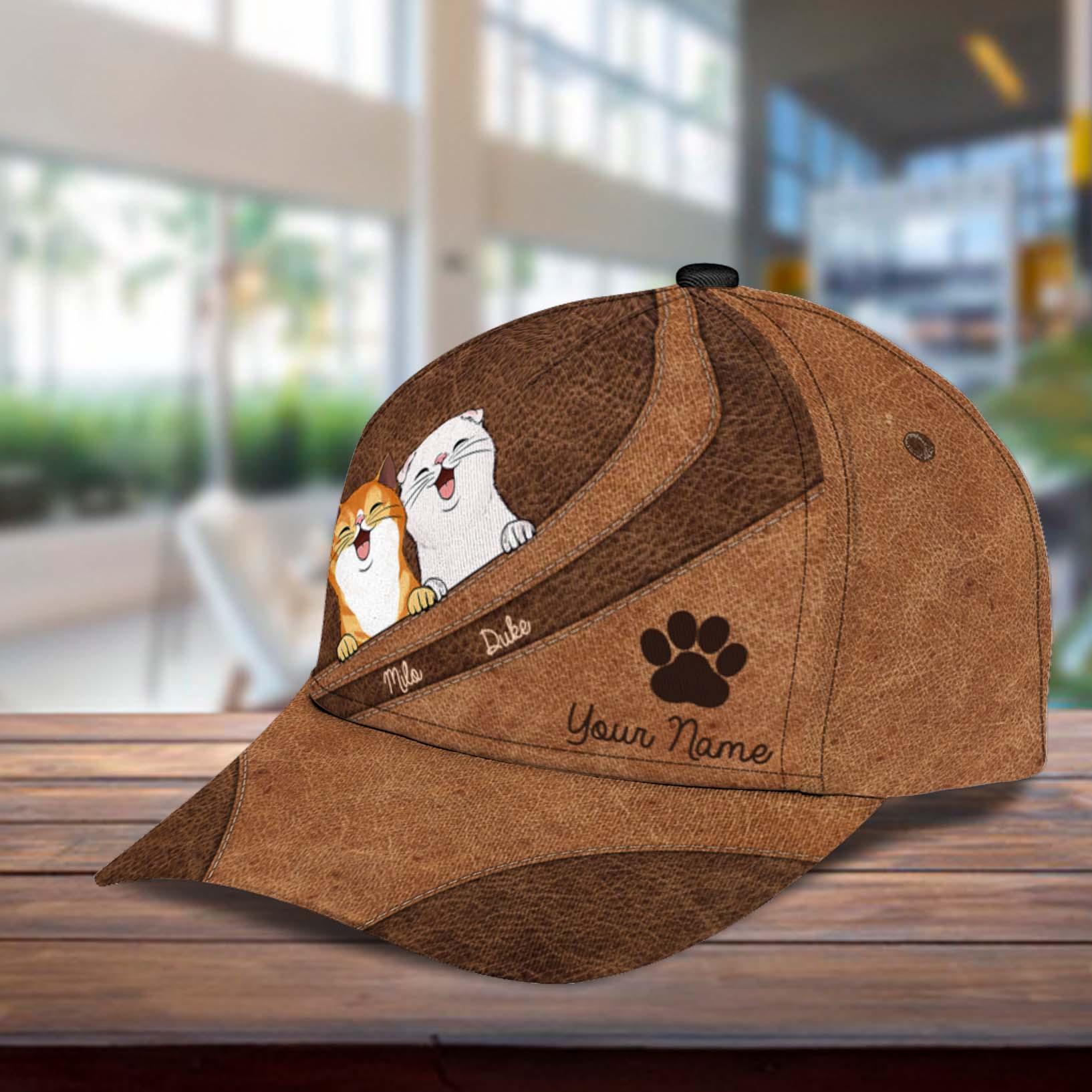 Cat Brown Curves Personalized Classic Cap, Personalized Gift for Cat Lovers, Cat Mom, Cat Dad Trucker Hats Custom Hats Gifts For Men & Women