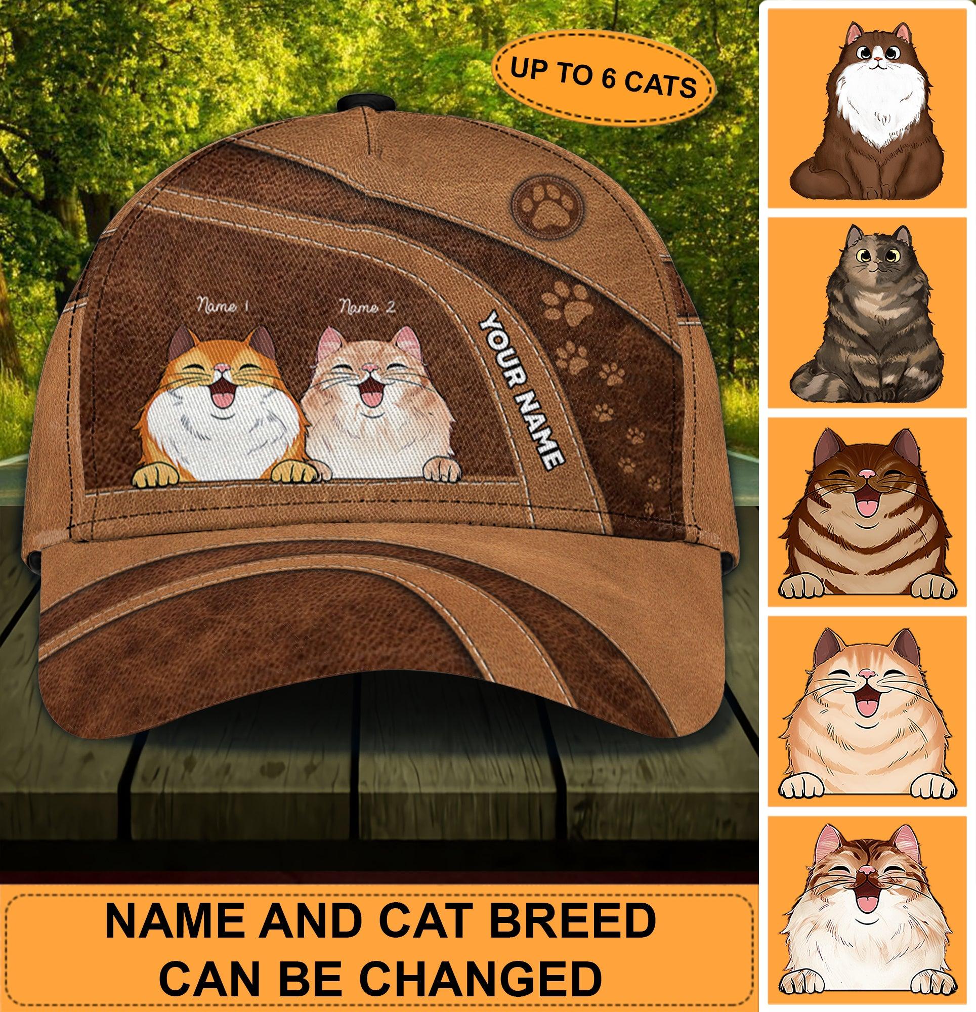 Cat Brown Curves Personalized Classic Cap, Personalized Gift for Cat Lovers, Cat Mom, Cat Dad Trucker Hats Custom Hats Gifts For Men & Women