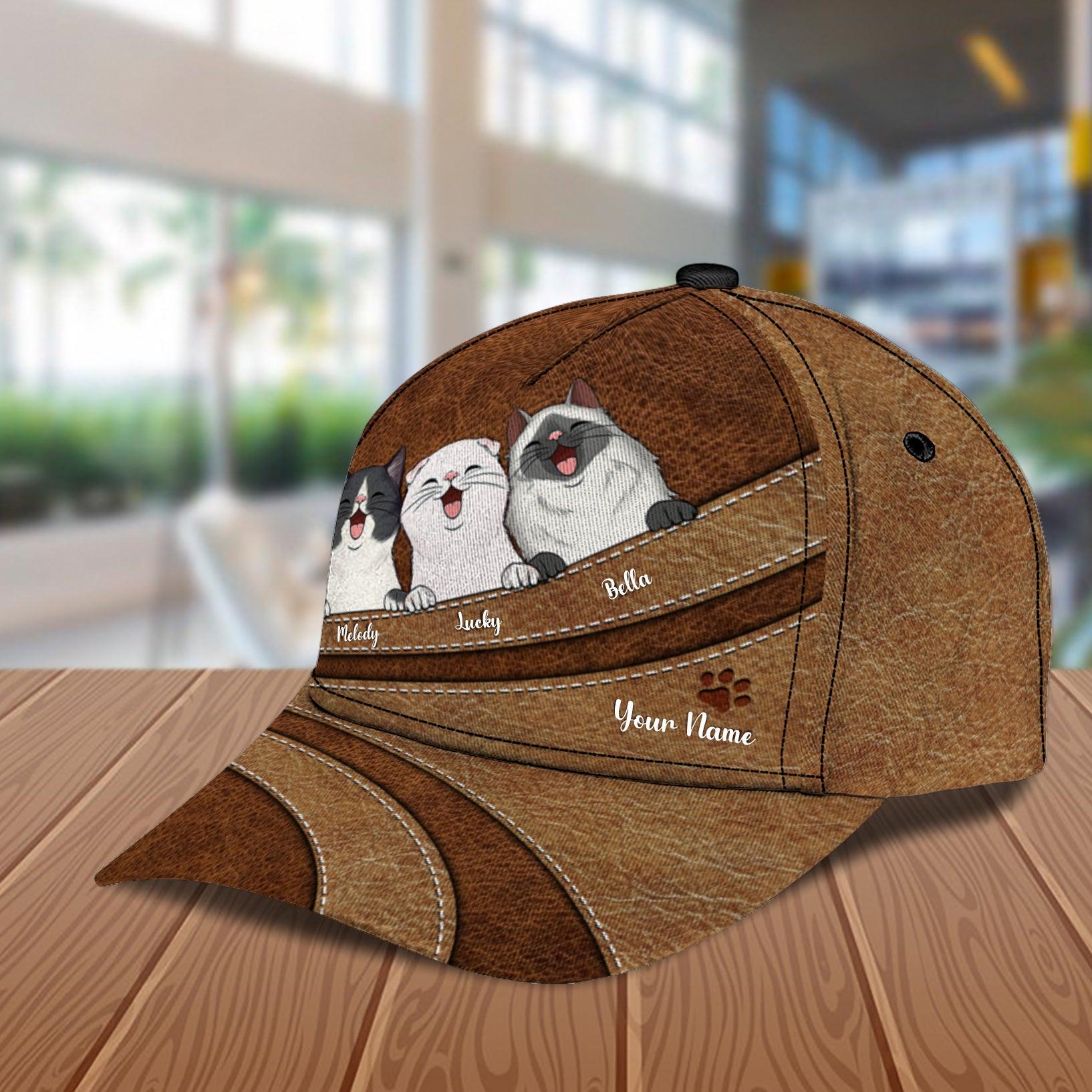 Cat Brown Curves Personalized Classic Cap, Personalized Gift for Cat Lovers, Cat Mom, Cat Dad Trucker Hats Custom Hats Gifts For Men & Women