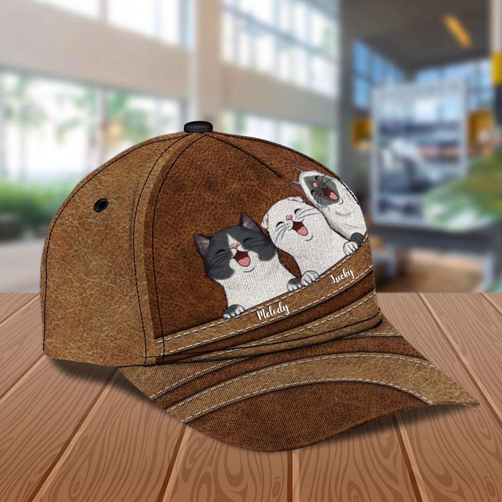 Cat Brown Curves Personalized Classic Cap, Personalized Gift for Cat Lovers, Cat Mom, Cat Dad Trucker Hats Custom Hats Gifts For Men & Women