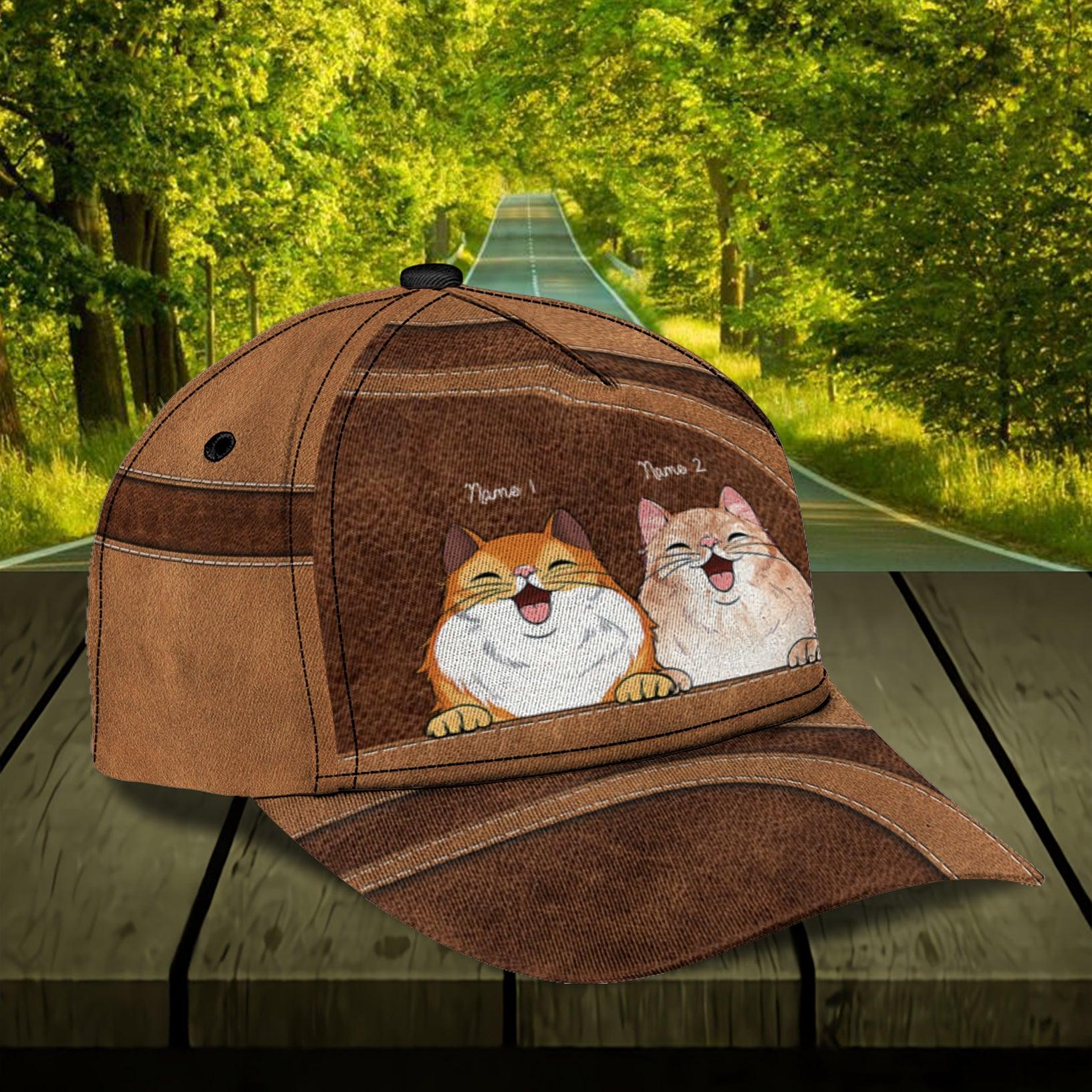 Cat Brown Curves Personalized Classic Cap, Personalized Gift for Cat Lovers, Cat Mom, Cat Dad Trucker Hats Custom Hats Gifts For Men & Women