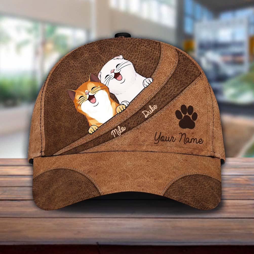 Cat Brown Curves Personalized Classic Cap, Personalized Gift for Cat Lovers, Cat Mom, Cat Dad Trucker Hats Custom Hats Gifts For Men & Women