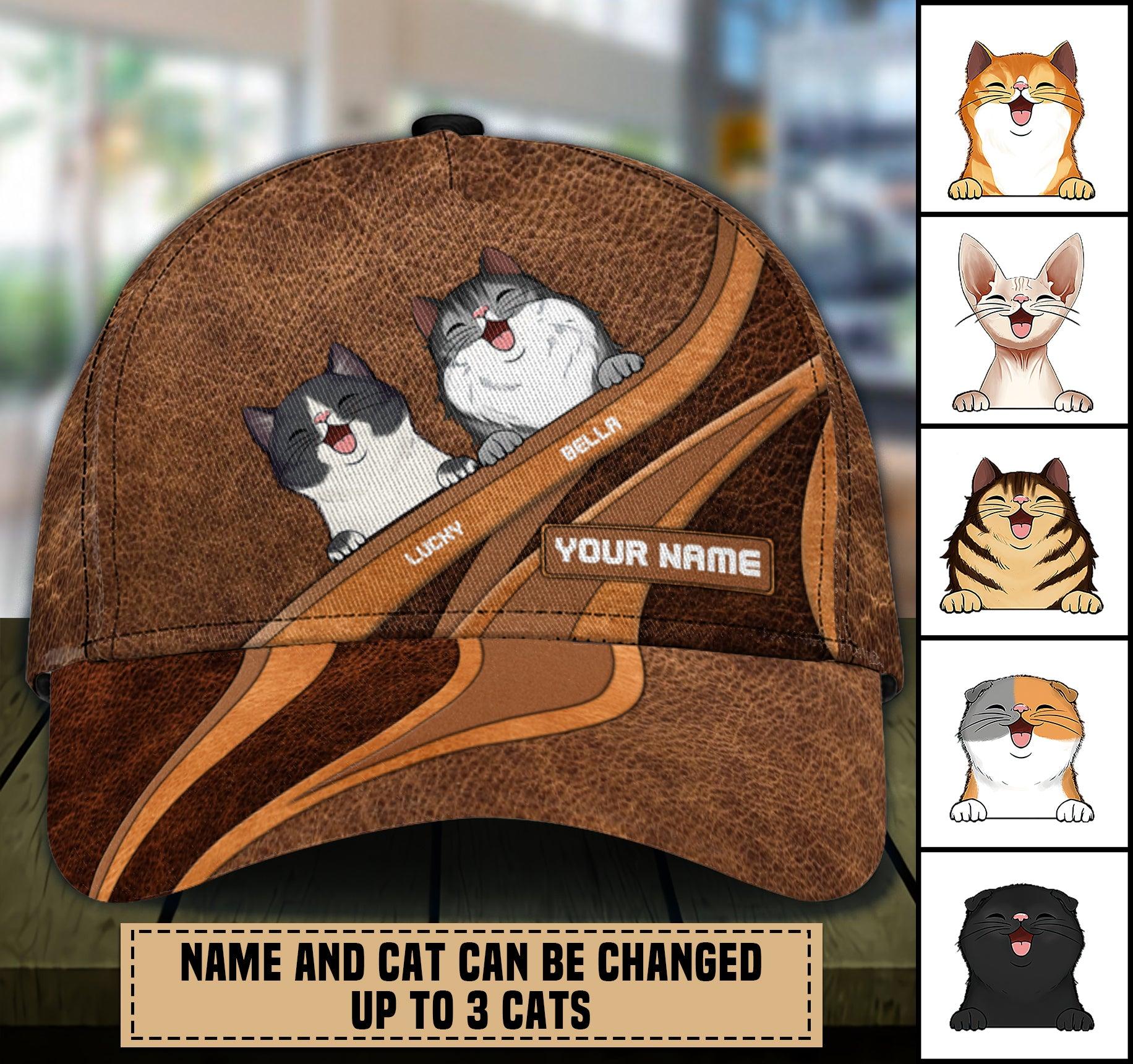 Cat Brown Pattern Personalized Classic Cap, Personalized Gift for Cat Lovers, Cat Mom, Cat Dad Trucker Hats Custom Hats Gifts For Men & Women