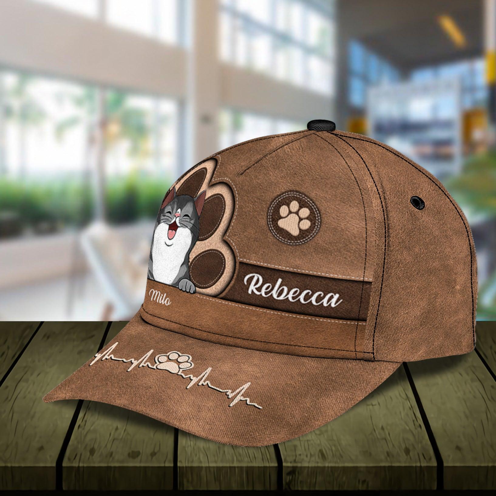 Cat Brown Paw Personalized Classic Cap, Personalized Gift for Cat Lovers, Cat Mom, Cat Dad Trucker Hats Custom Hats Gifts For Men & Women