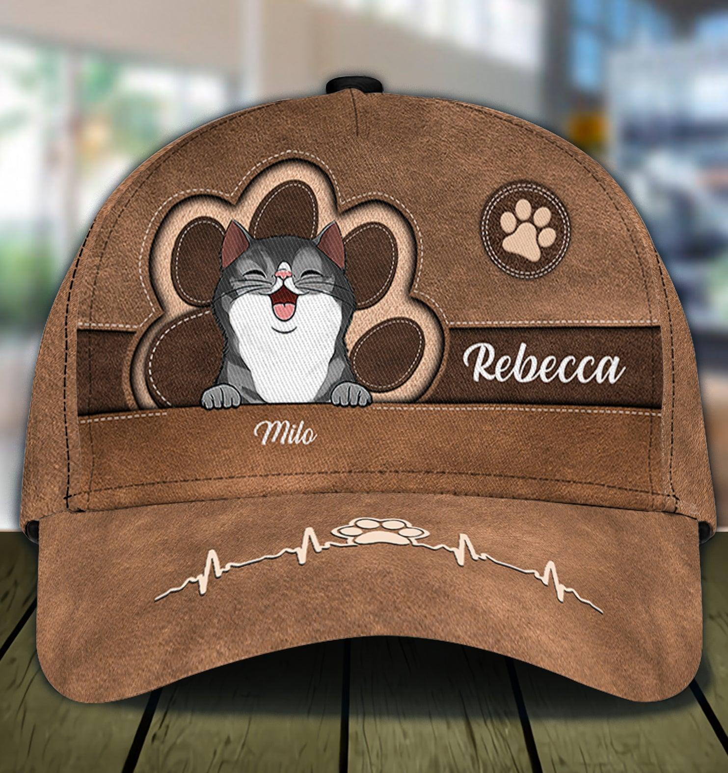 Cat Brown Paw Personalized Classic Cap, Personalized Gift for Cat Lovers, Cat Mom, Cat Dad Trucker Hats Custom Hats Gifts For Men & Women