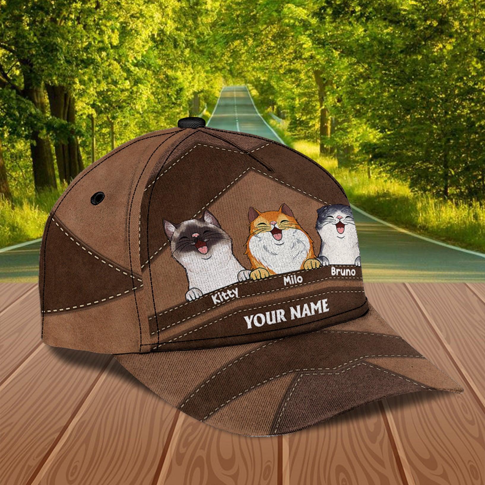 Cat Brown Pieces Personalized Cap, Personalized Gift for Cat Lovers, Cat Mom, Cat Dad Trucker Hats Custom Hats Gifts For Men & Women