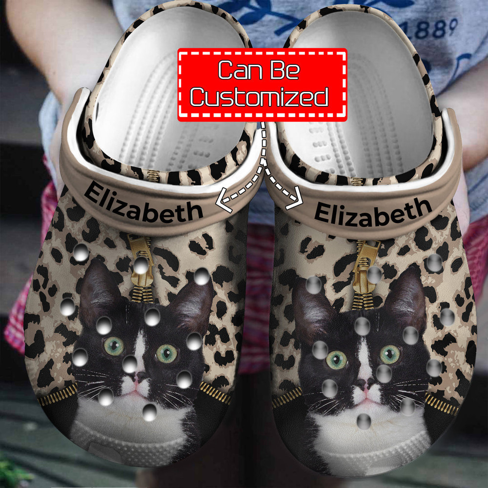 Cat - Cat Lovers Personalized Clogs Shoes With Leopard Pattern For Men And Women