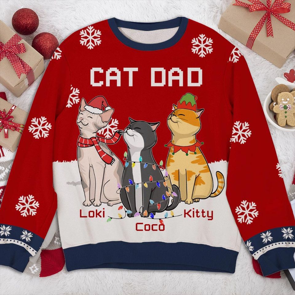 Cat Chilling - Personalized All-Over-Print Sweatshirt - Christmas Gift For Pet Owners, Pet Lovers, Cat Lovers - Image 2