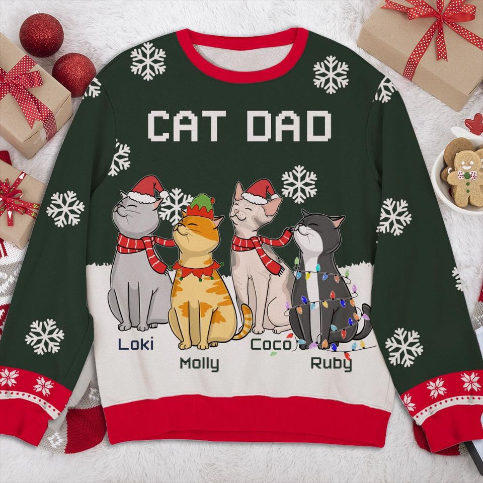 Cat Chilling - Personalized All-Over-Print Sweatshirt - Christmas Gift For Pet Owners, Pet Lovers, Cat Lovers - Image 3