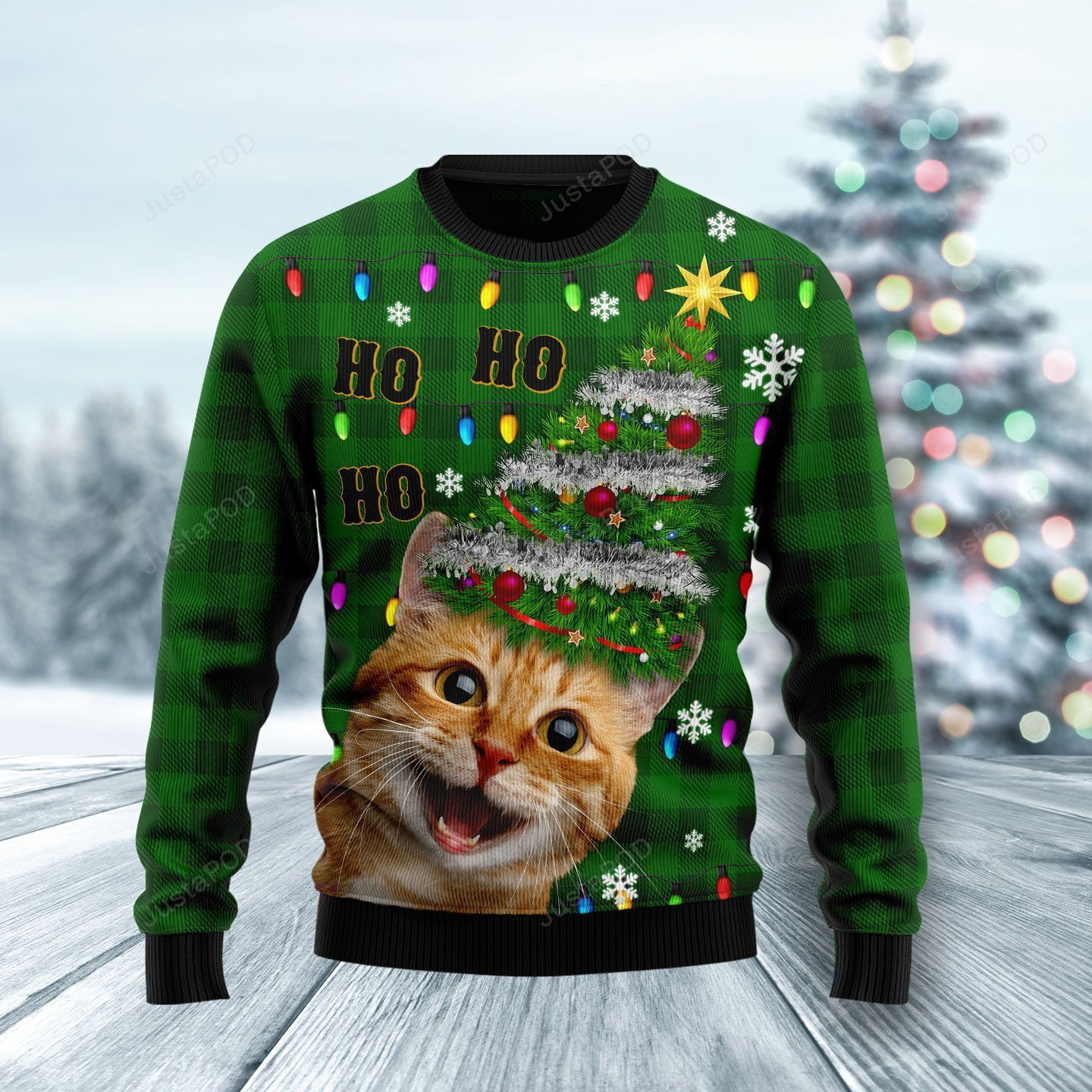 Cat Christmas Tree Ugly Christmas Sweater Adult 3D Funny Matching for family