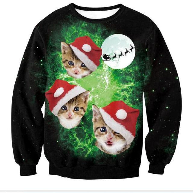 Cat Christmas Ugly Christmas Sweater Adult 3D Funny Matching for family