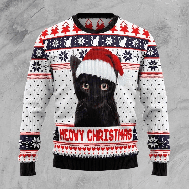 Cat Christmas Ugly Christmas Sweater Adult 3D Funny Matching for family