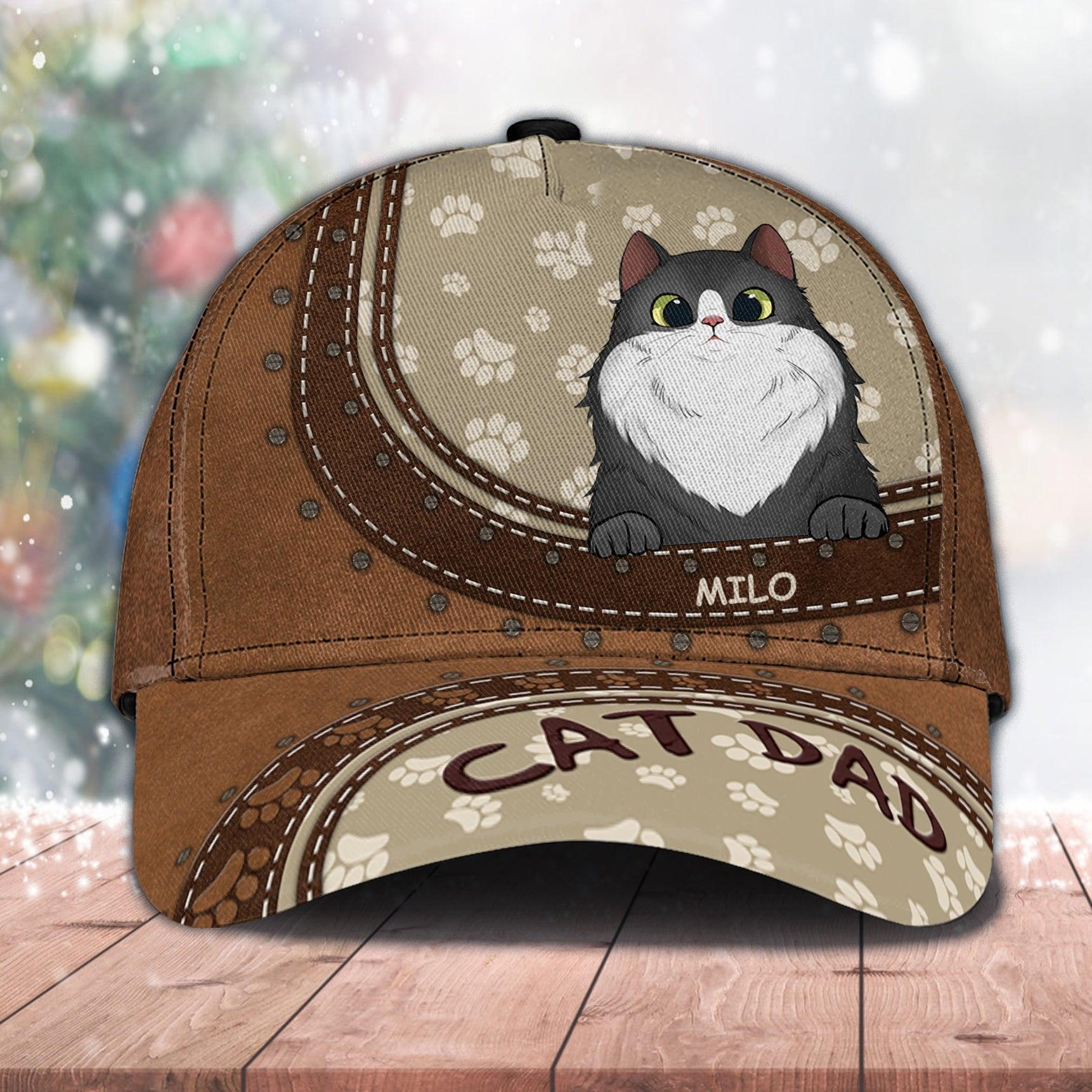 Cat For Cat Dad Personalized Cap, Personalized Gift for Cat Lovers, Cat Mom, Cat Dad Trucker Hats Custom Hats Gifts For Men & Women