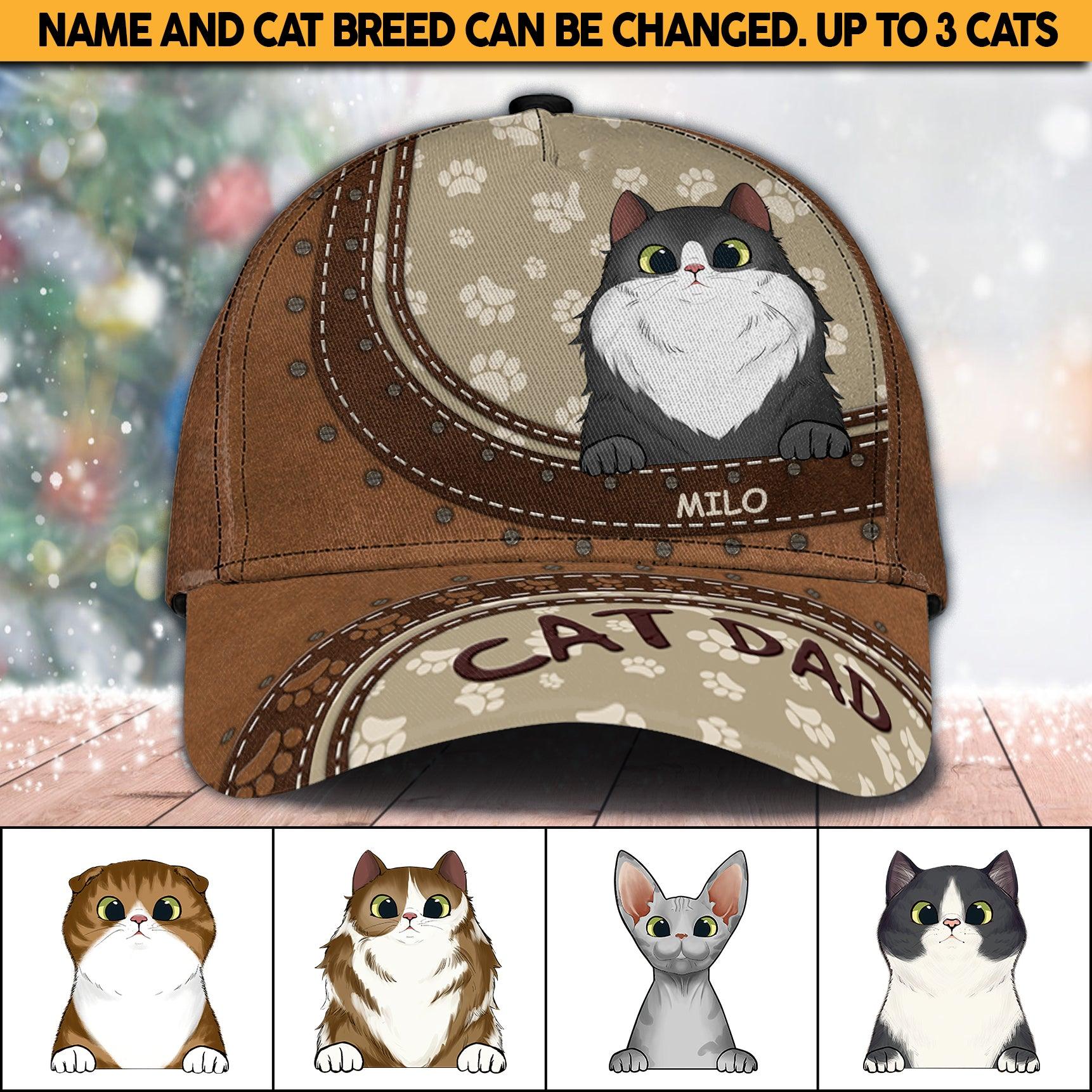 Cat For Cat Dad Personalized Cap, Personalized Gift for Cat Lovers, Cat Mom, Cat Dad Trucker Hats Custom Hats Gifts For Men & Women