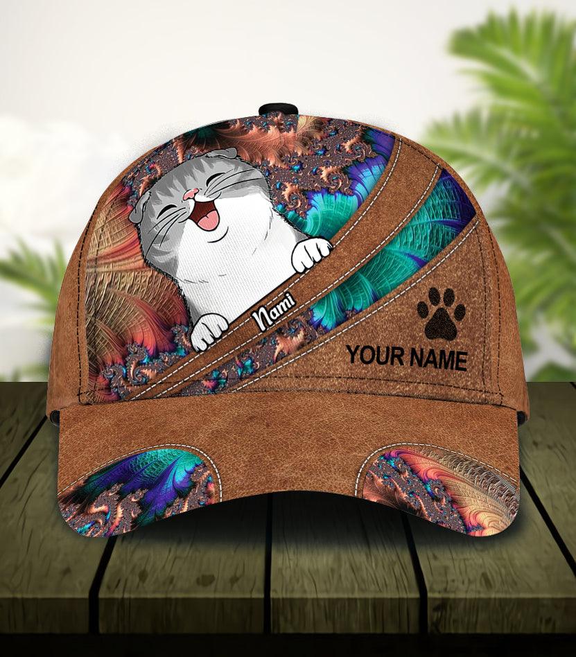 Cat Fractal Pattern Personalized Classic Cap, Personalized Gift for Cat Lovers, Cat Mom, Cat Dad Trucker Hats Custom Hats Gifts For Men & Women