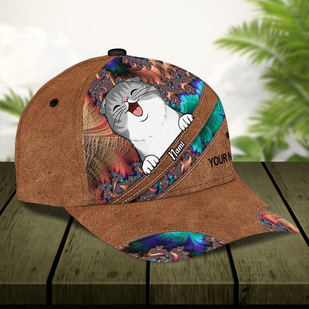 Cat Fractal Pattern Personalized Classic Cap, Personalized Gift for Cat Lovers, Cat Mom, Cat Dad Trucker Hats Custom Hats Gifts For Men & Women