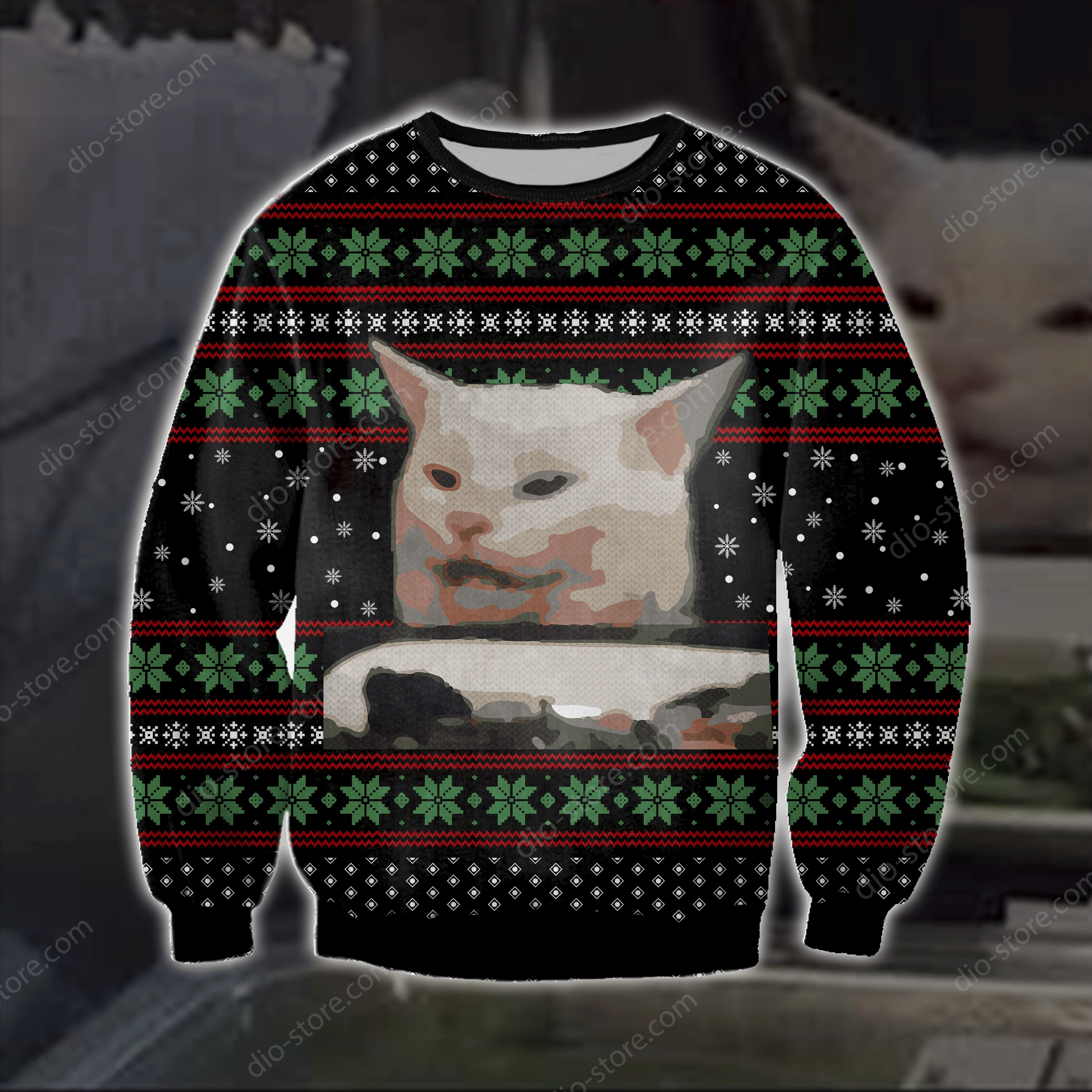 Cat Getting Yelled At Knitting Pattern 3D Print Ugly Christmas Sweater Adult 3D Funny Matching for family