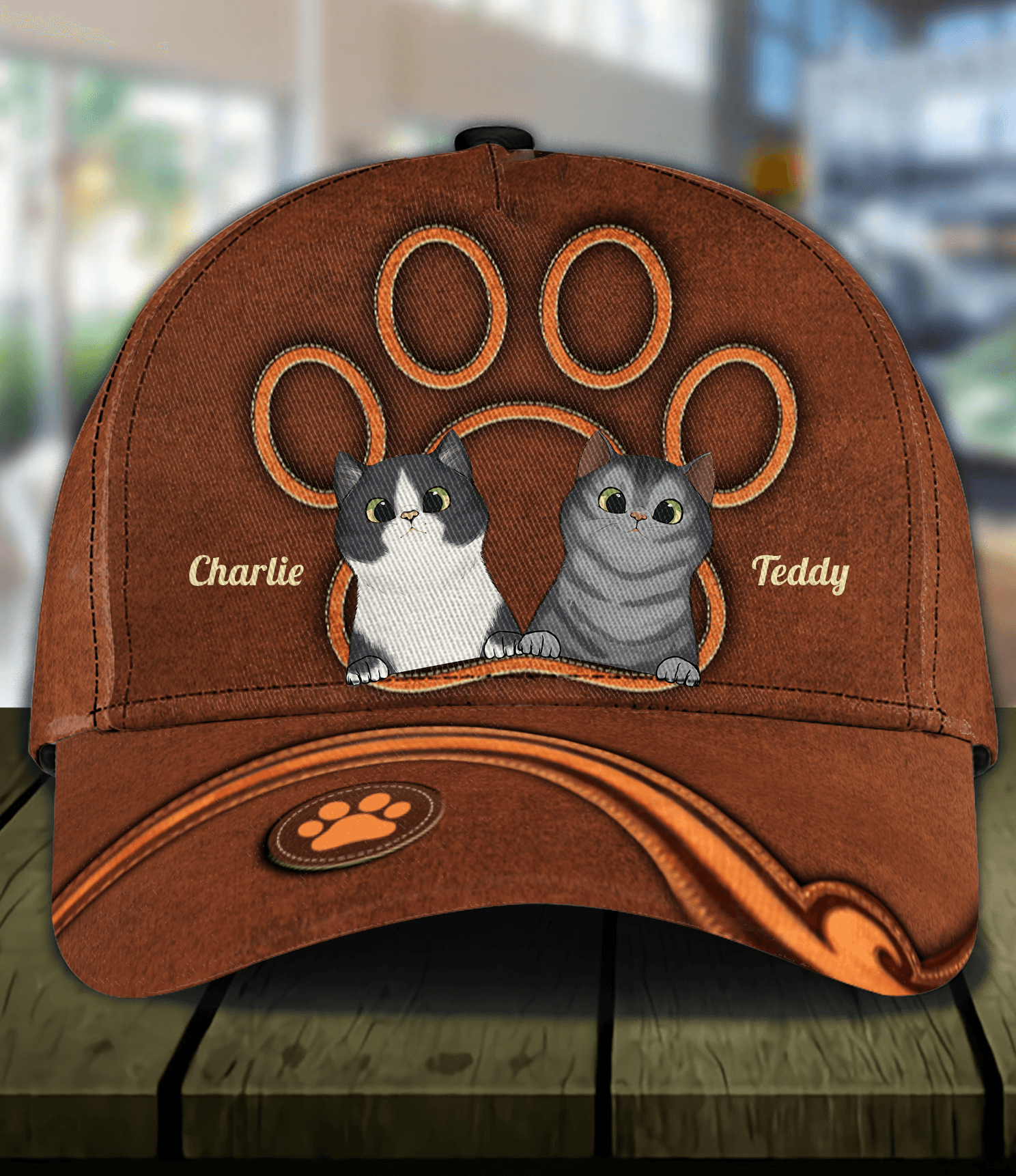 Cat Giant Footprint Personalized Cap, Personalized Gift for Cat Lovers, Cat Mom, Cat Dad Trucker Hats Custom Hats Gifts For Men & Women