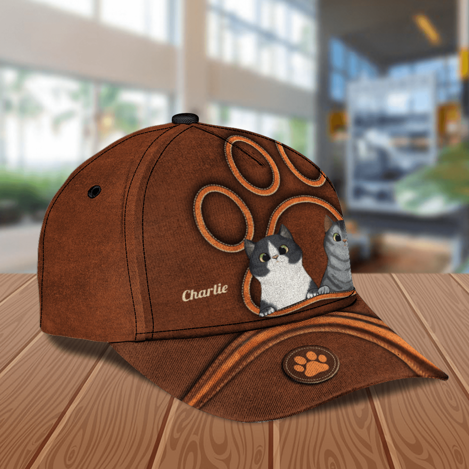 Cat Giant Footprint Personalized Cap, Personalized Gift for Cat Lovers, Cat Mom, Cat Dad Trucker Hats Custom Hats Gifts For Men & Women