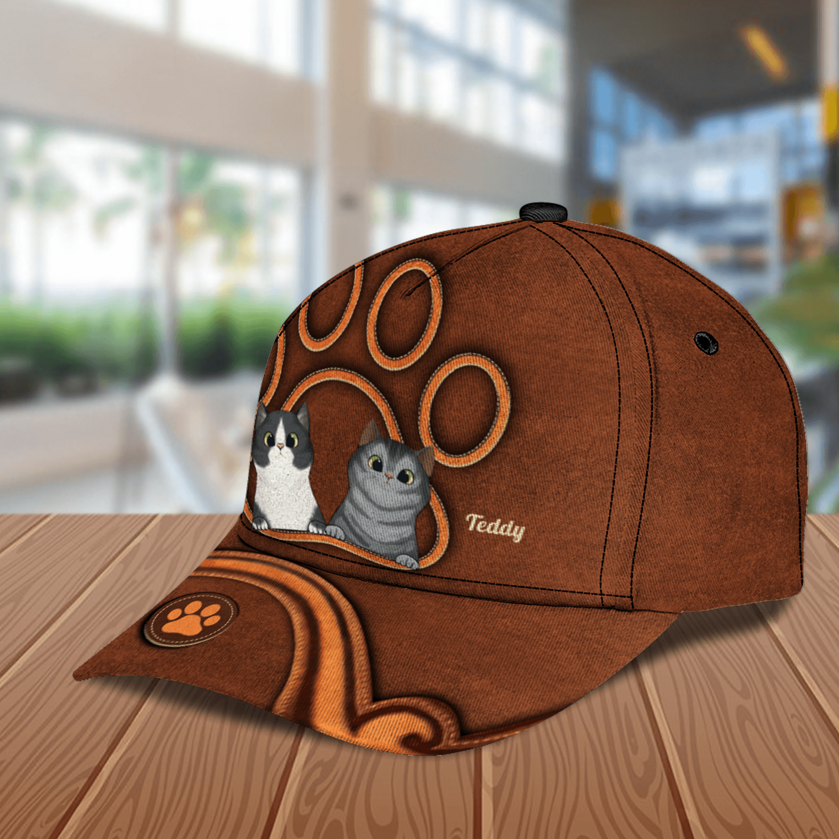 Cat Giant Footprint Personalized Cap, Personalized Gift for Cat Lovers, Cat Mom, Cat Dad Trucker Hats Custom Hats Gifts For Men & Women