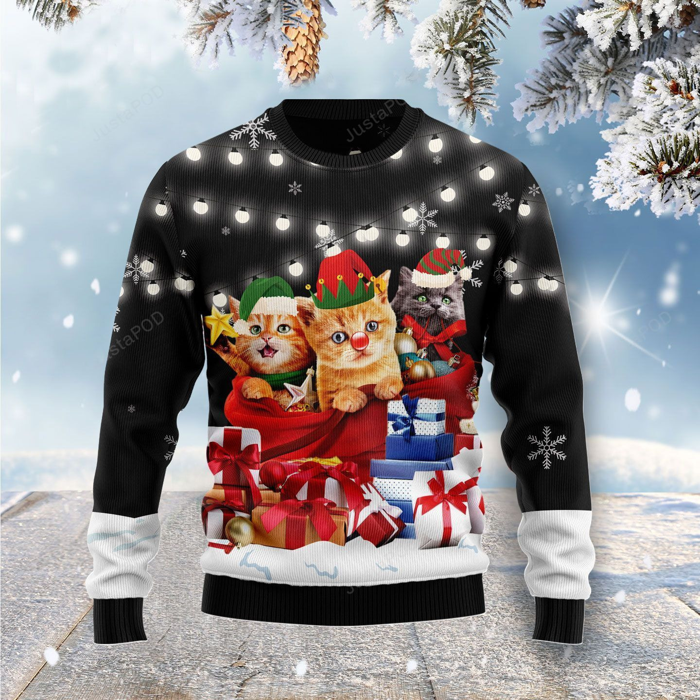 Cat Gifts Noel Ugly Christmas Sweater Adult 3D Funny Matching for family