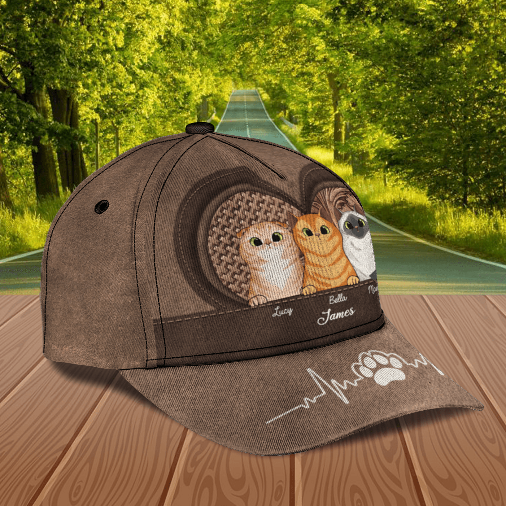 Cat Heartbeat Personalized Classic Cap, Personalized Gift for Cat Lovers, Cat Mom, Cat Dad Trucker Hats Custom Hats Gifts For Men & Women