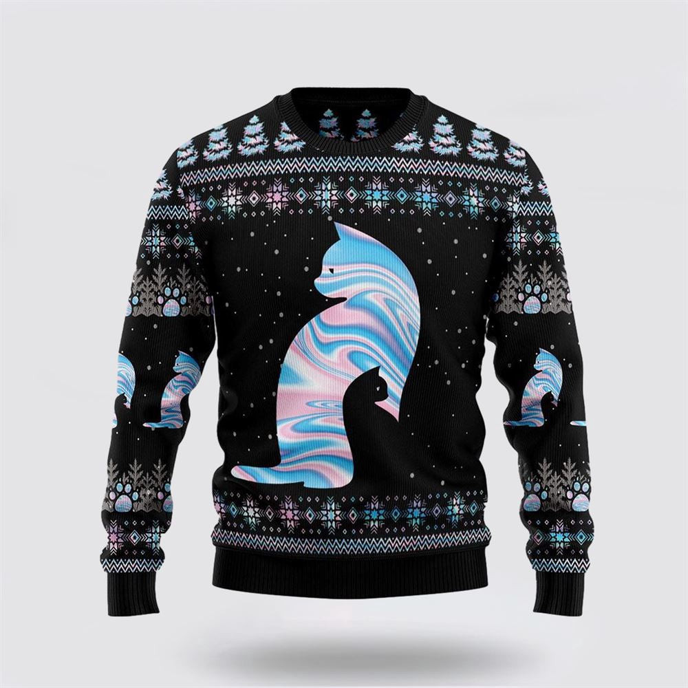 Cat Hologram Ugly Christmas Sweater Christmas Unisex Sweater Funny Christmas Sweater