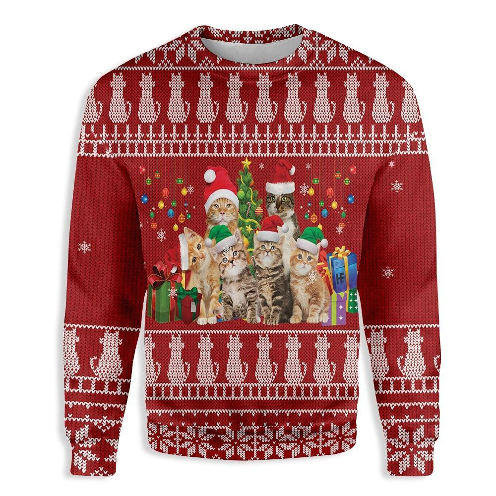 Cat Lovers Christmas Ugly Christmas Sweater Adult 3D Funny Matching for family
