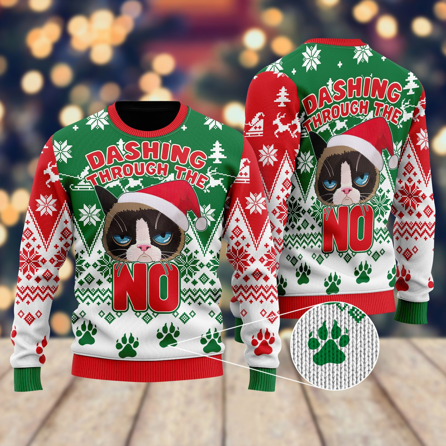 Cat Lovers Ugly Christmas Sweater Adult 3D Funny Matching for family