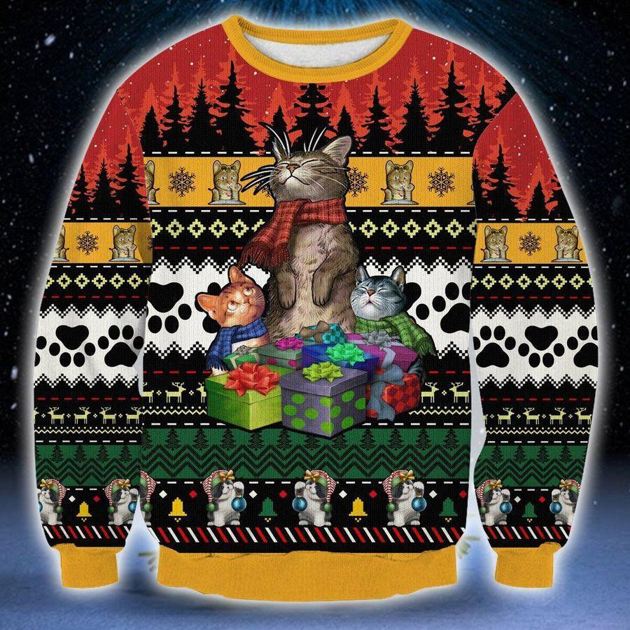 Cat Lovers Ugly Christmas Sweater Adult 3D Funny Matching for family