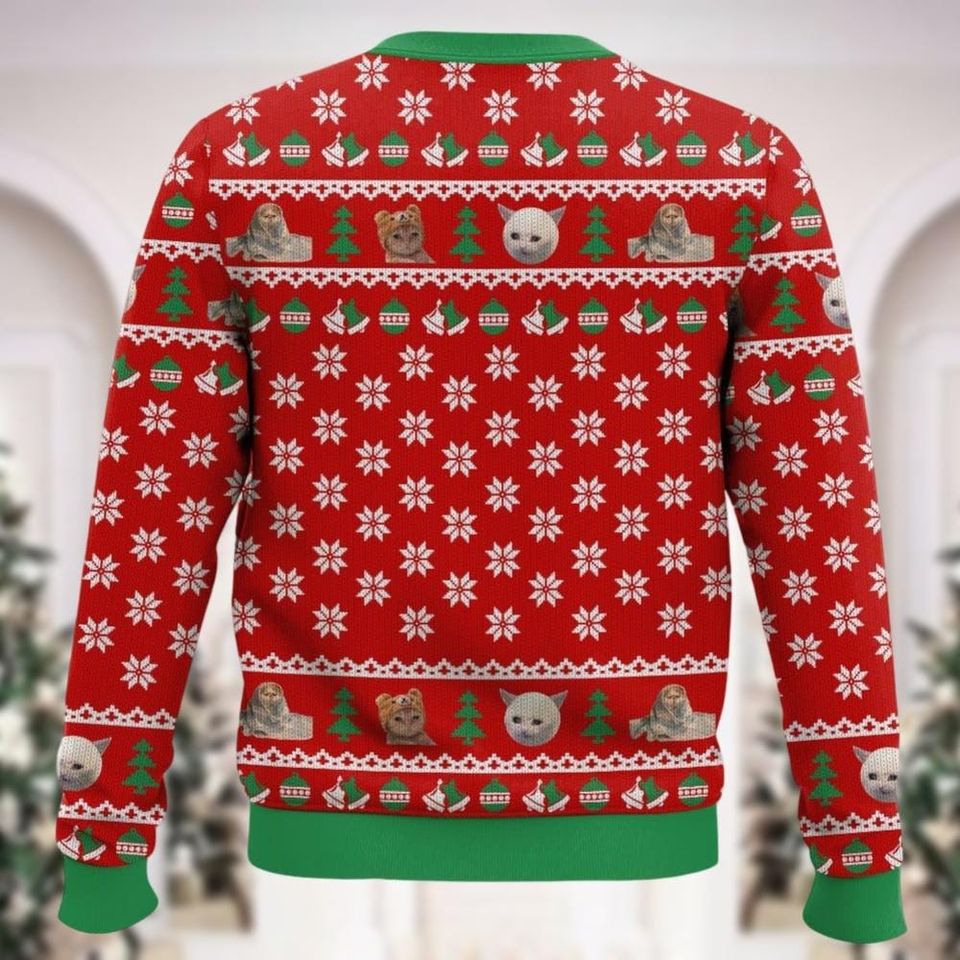 Cat Meme Ugly Christmas Sweater, Meowy Christmas Sweatshirt - Image 4