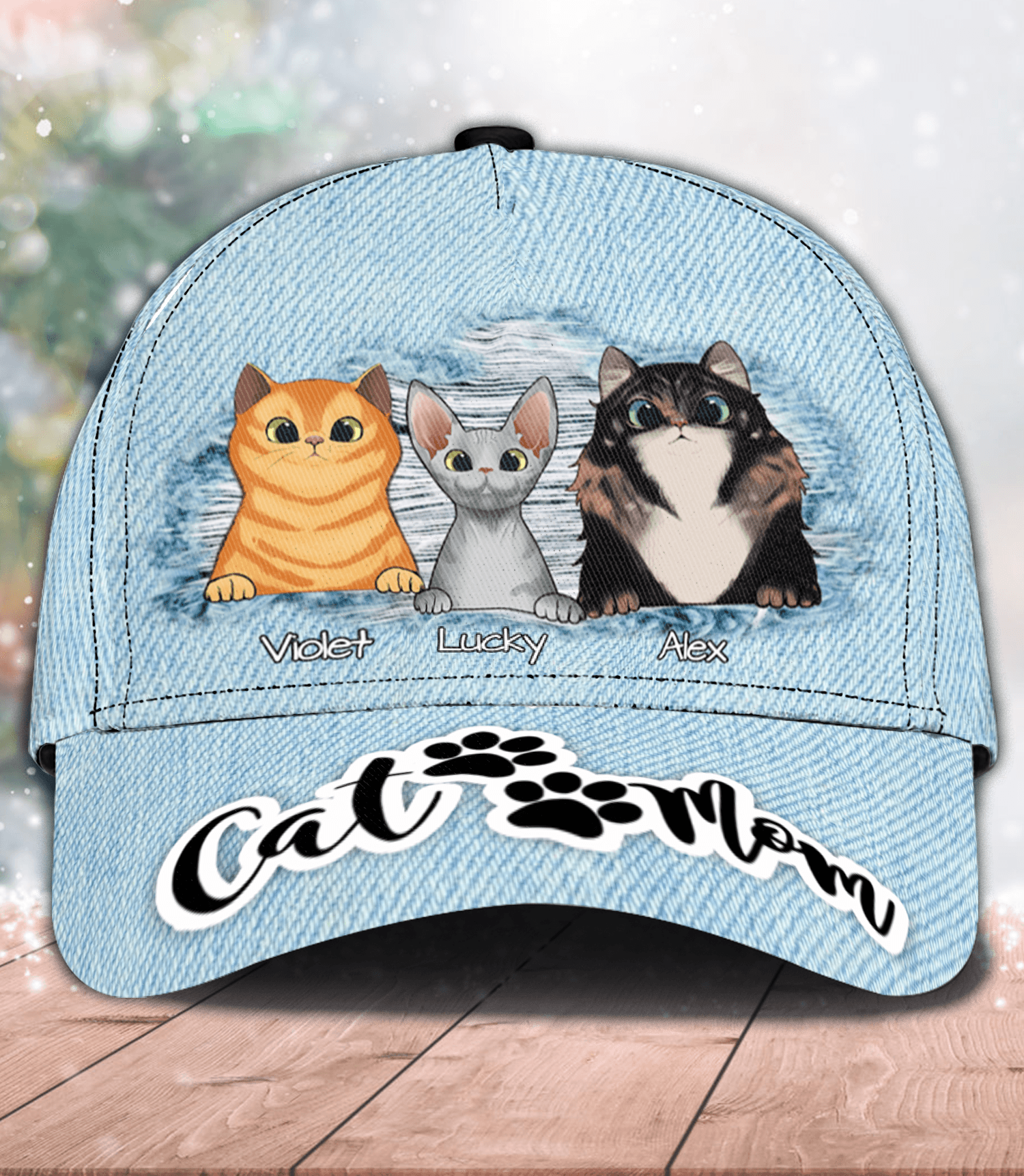 Cat Mom Personalized Classic Cap, Personalized Gift for Cat Lovers, Cat Mom, Cat Dad Trucker Hats Custom Hats Gifts For Men & Women