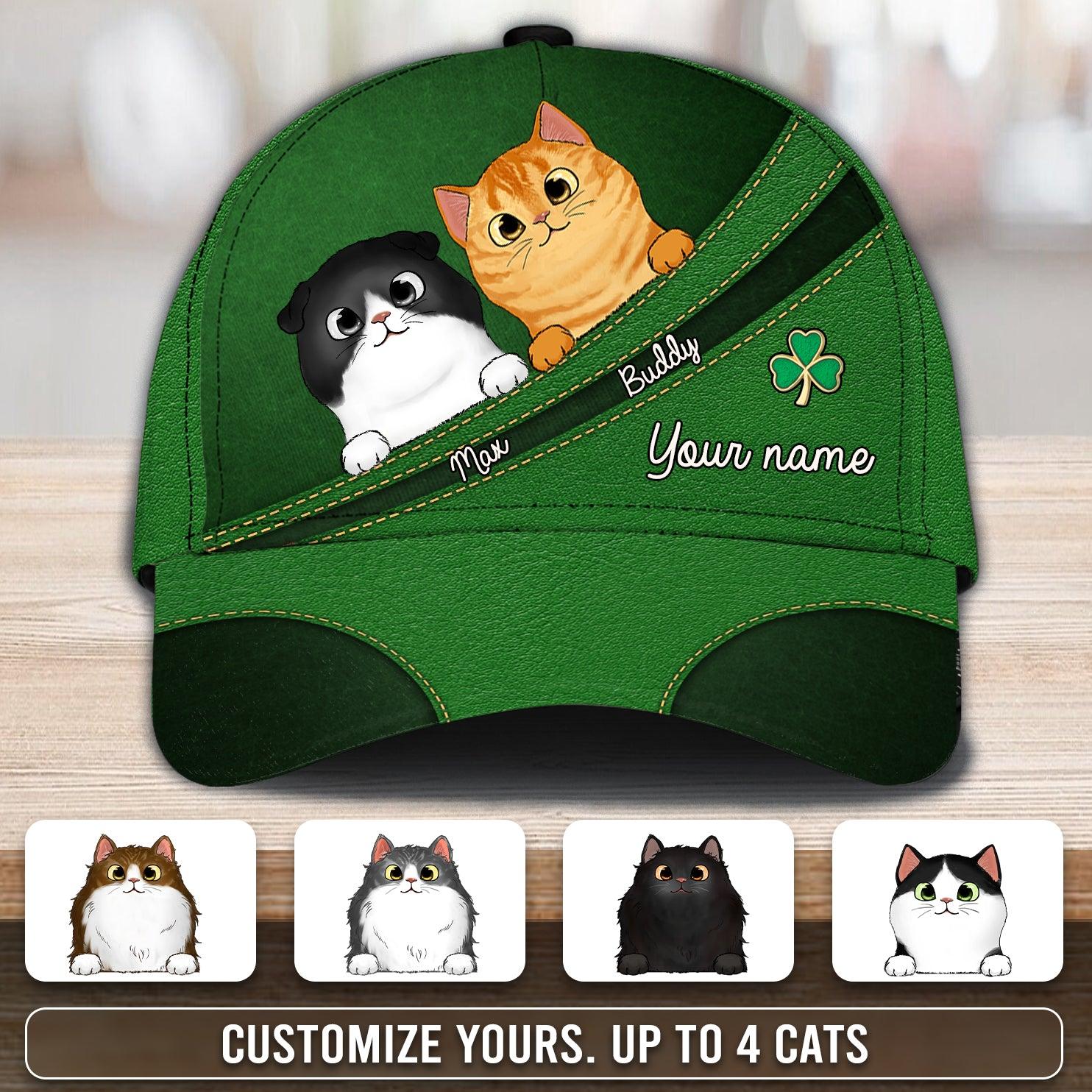 Cat Personalized Classic Cap, Personalized Gift for Cat Lovers, Cat Dad, Cat Mom Trucker Hats Custom Hats Gifts For Men & Women