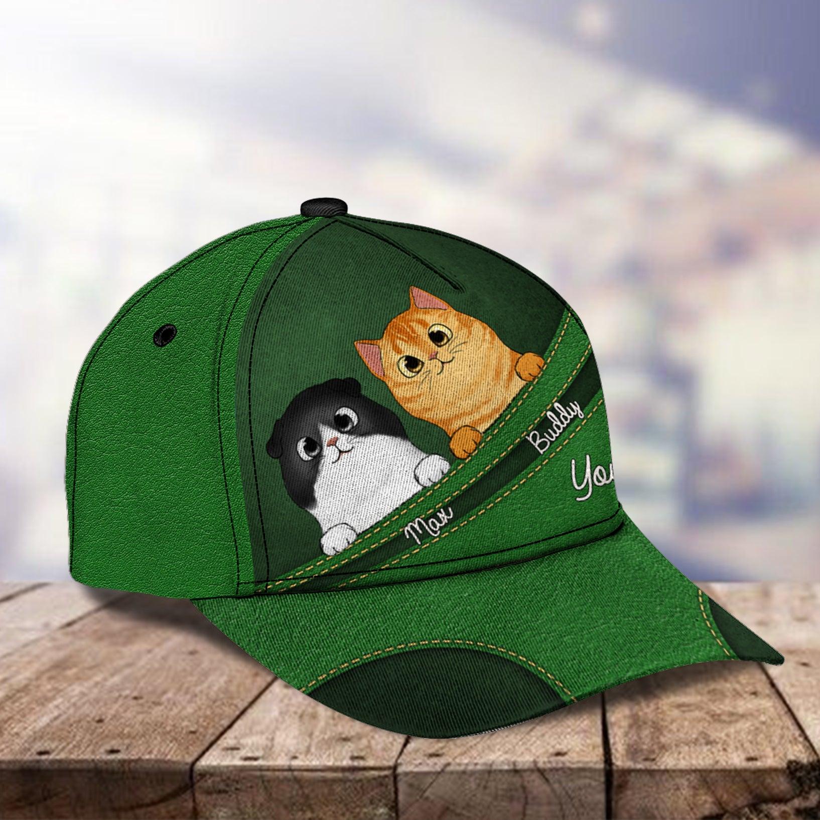 Cat Personalized Classic Cap, Personalized Gift for Cat Lovers, Cat Dad, Cat Mom Trucker Hats Custom Hats Gifts For Men & Women