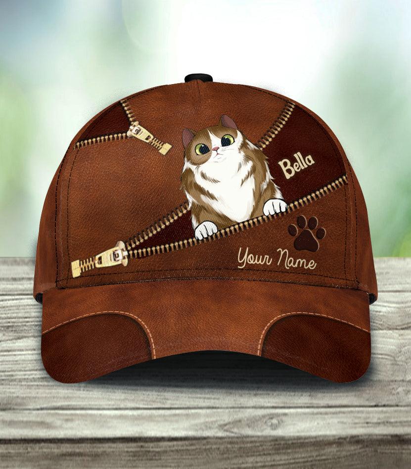 Cat Personalized Classic Cap, Personalized Gift for Cat Lovers, Cat Mom, Cat Dad Trucker Hats Custom Hats Gifts For Men & Women