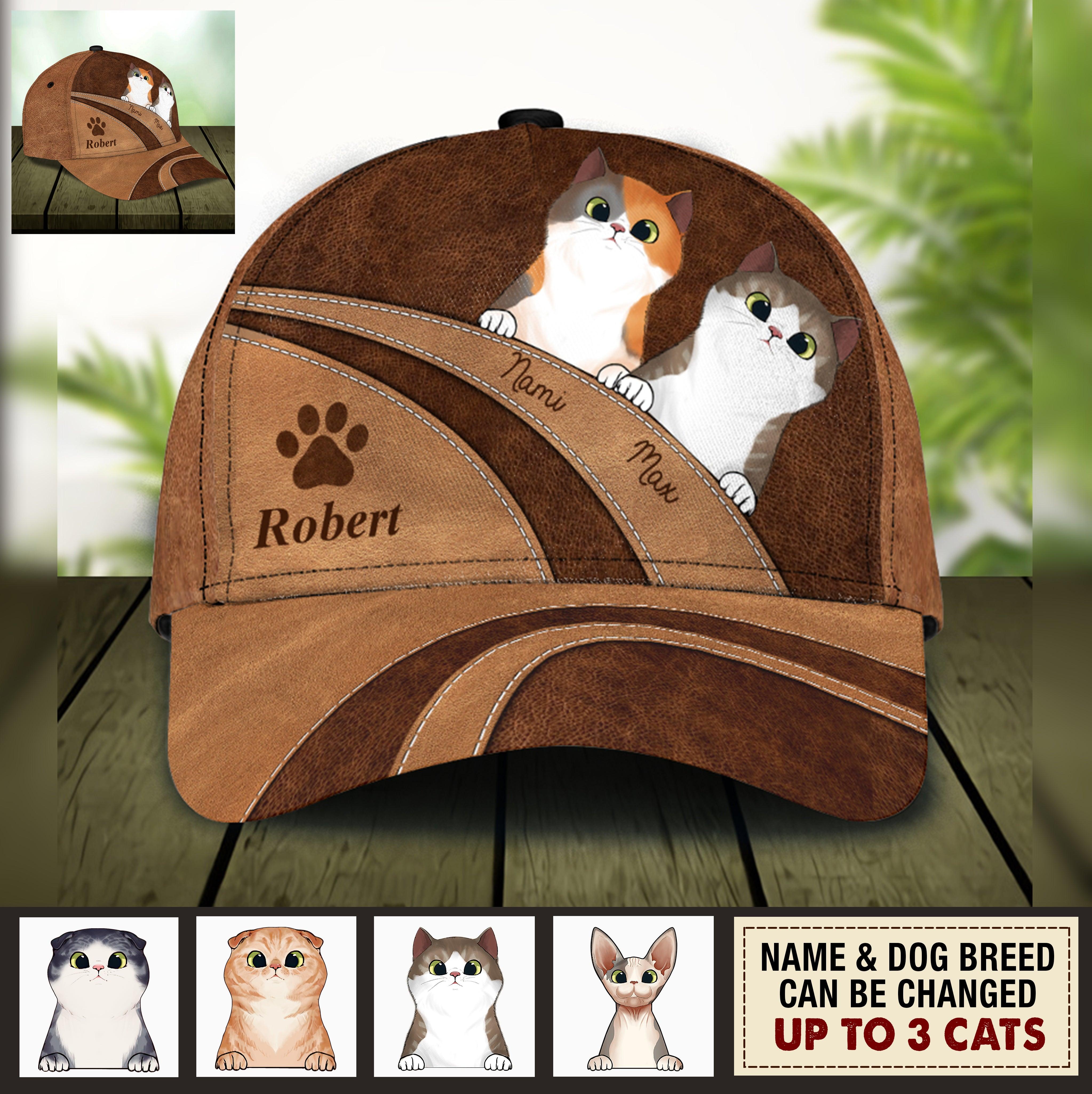 Cat Personalized Classic Cap, Personalized Gift for Cat Lovers, Cat Mom, Cat Dad Trucker Hats Custom Hats Gifts For Men & Women