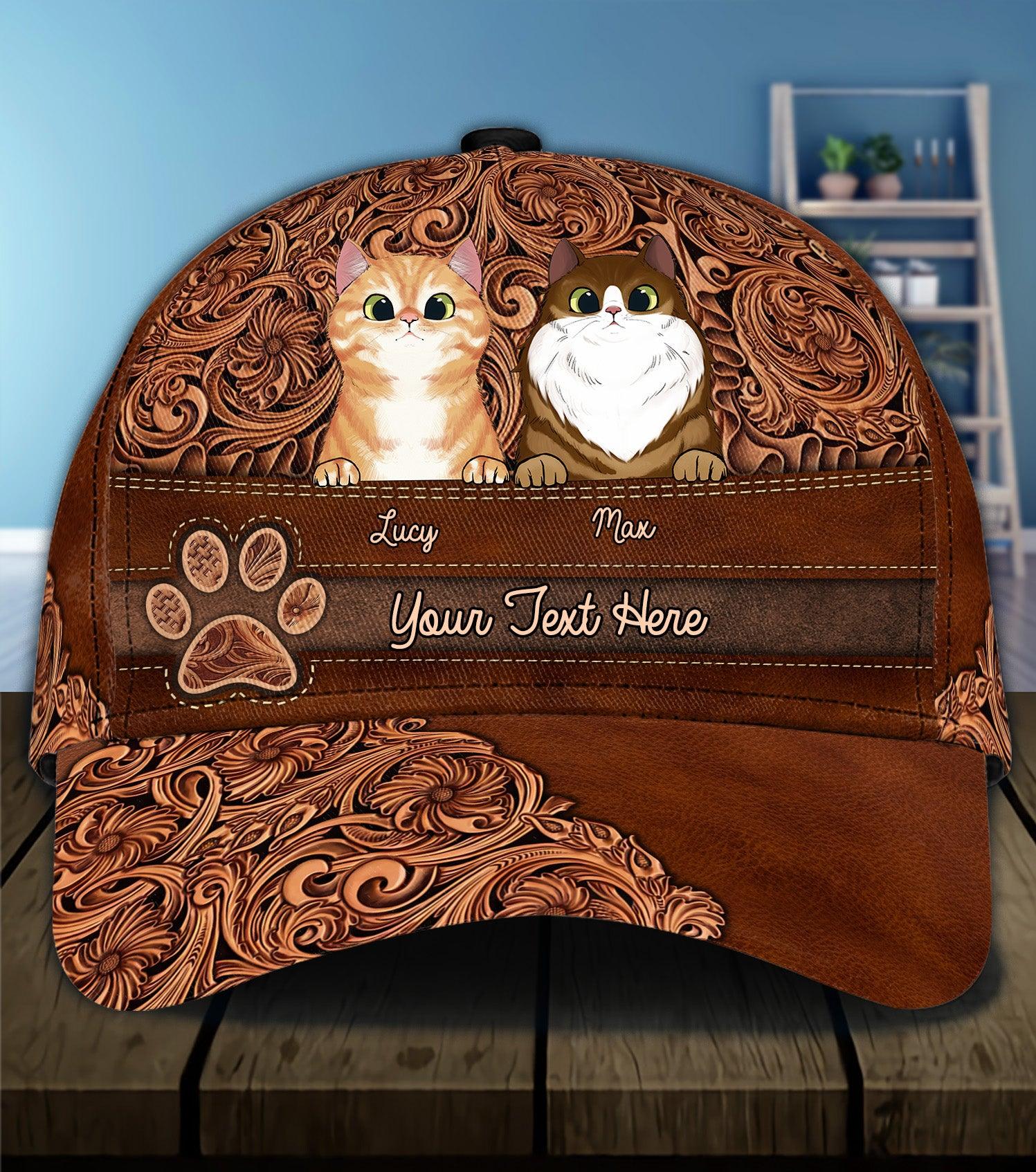 Cat Personalized Classic Cap, Personalized Gift for Cat Lovers, Cat Mom, Cat Dad Trucker Hats Custom Hats Gifts For Men & Women