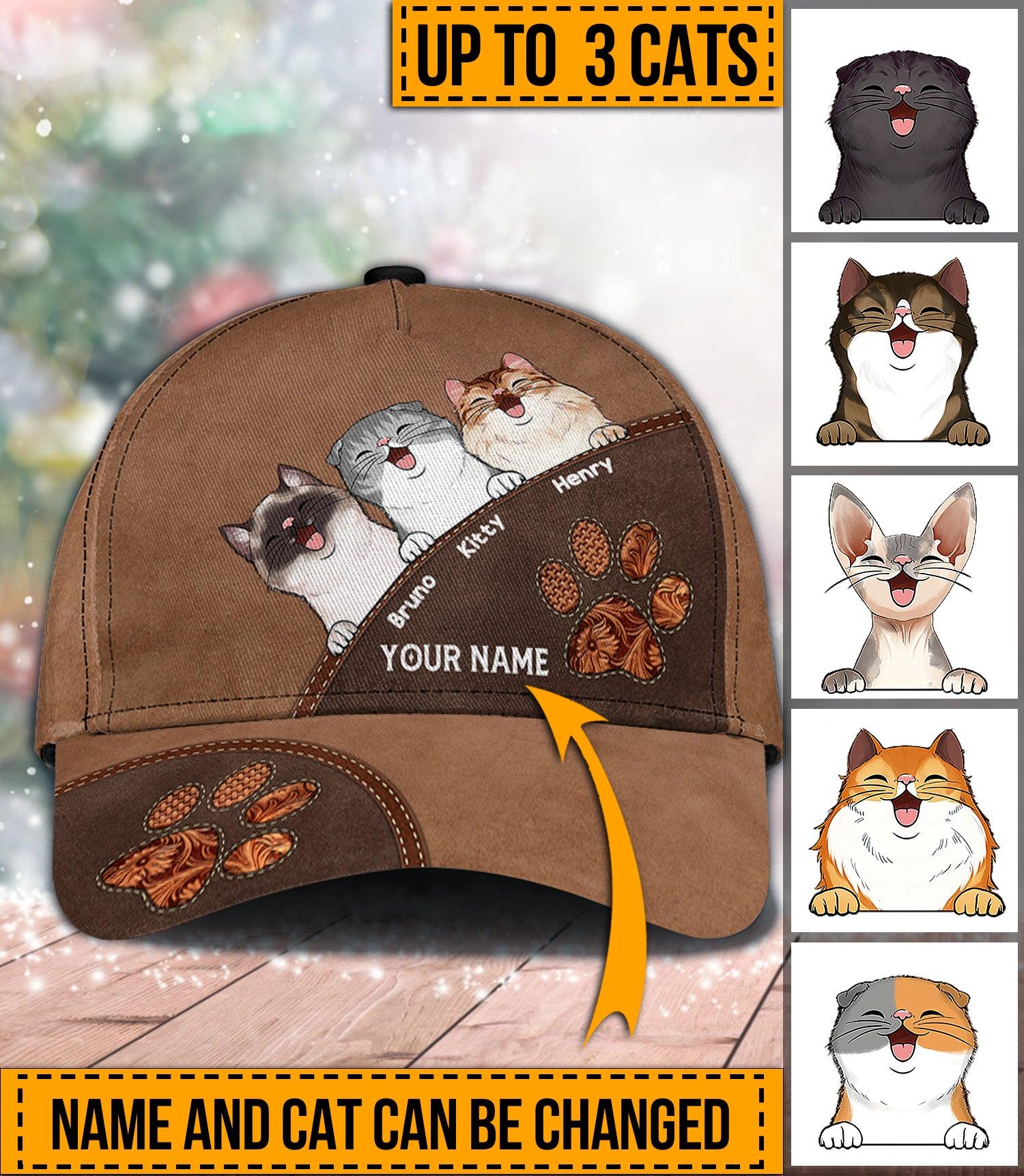 Cat Personalized Classic Cap, Personalized Gift for Cat Lovers, Cat Mom, Cat Dad Trucker Hats Custom Hats Gifts For Men & Women