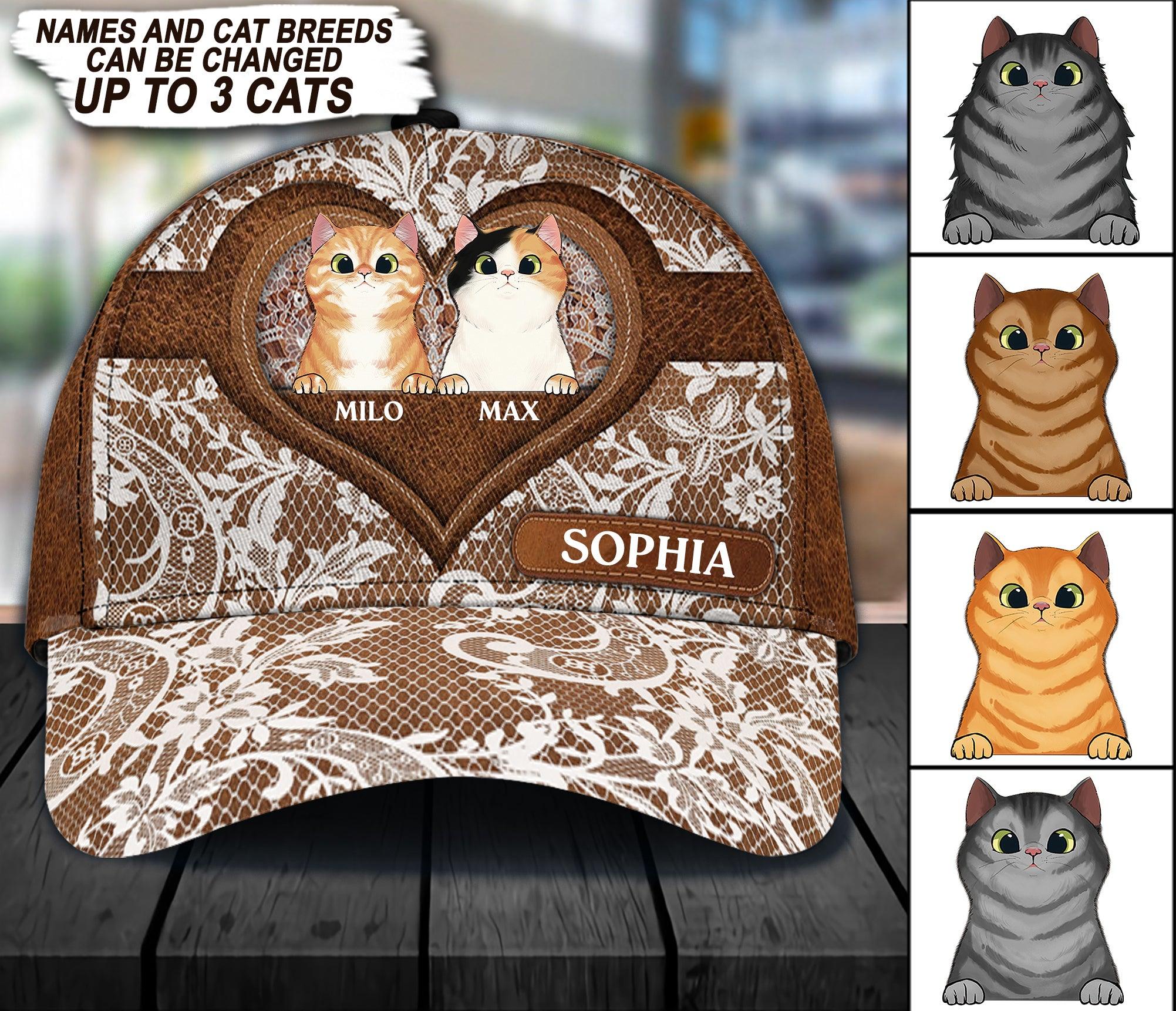 Cat Personalized Classic Cap, Personalized Gift for Cat Lovers, Cat Mom, Cat Dad Trucker Hats Custom Hats Gifts For Men & Women