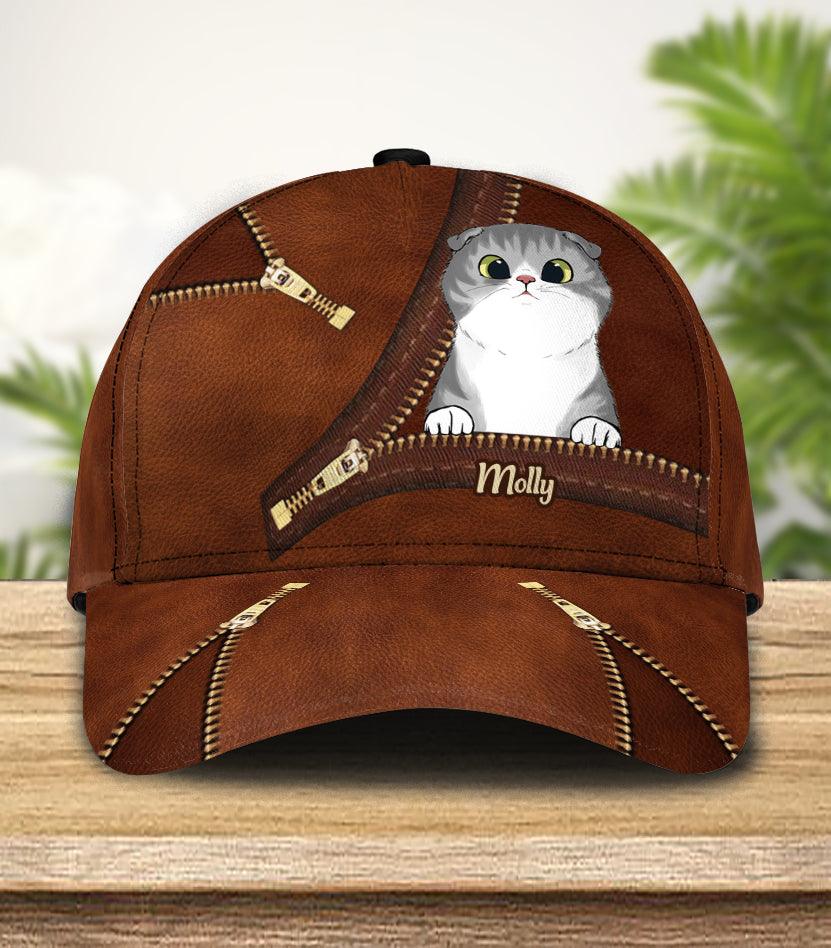 Cat Personalized Classic Cap, Personalized Gift for Cat Lovers, Cat Mom, Cat Dad Trucker Hats Custom Hats Gifts For Men & Women