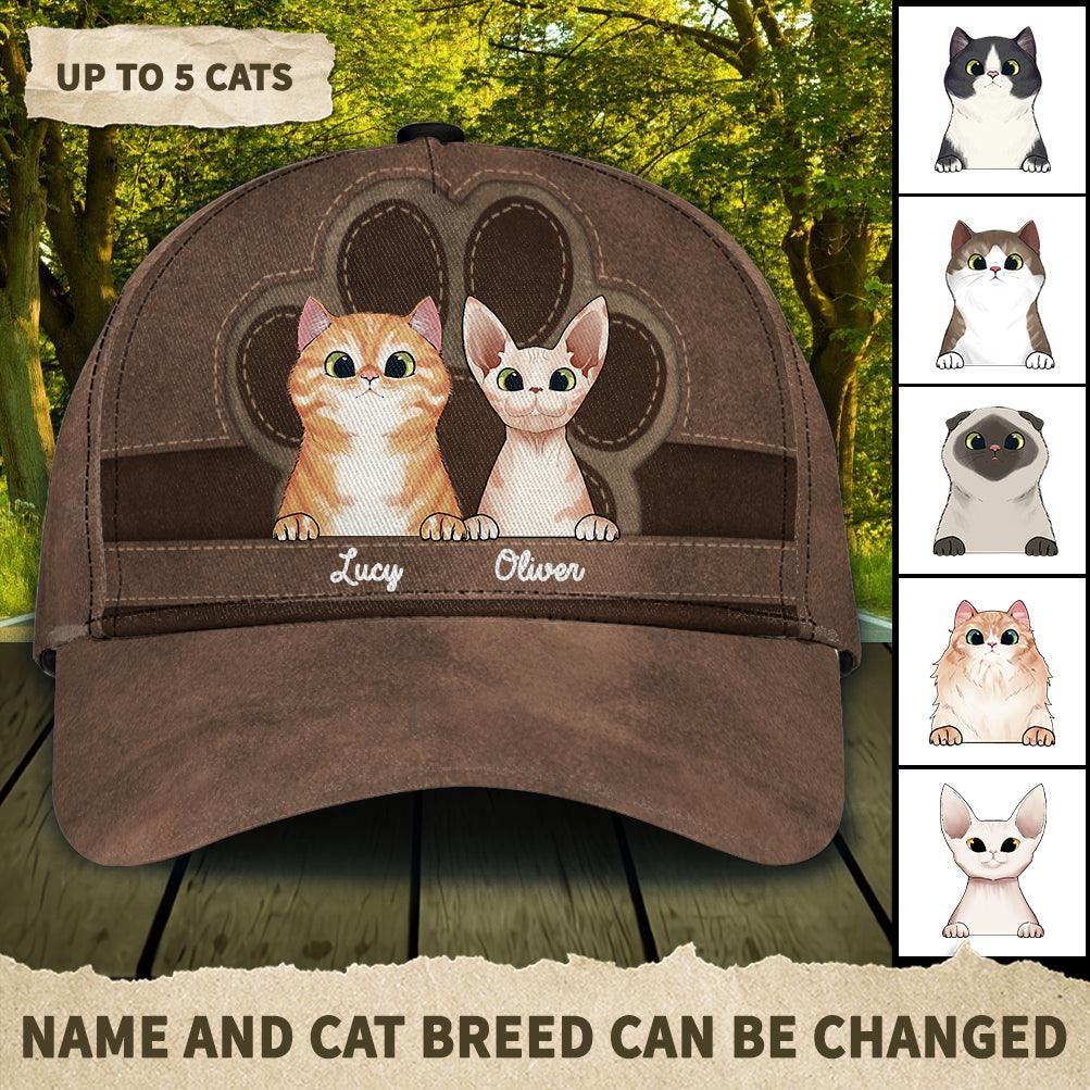 Cat Personalized Classic Cap, Personalized Gift for Cat Lovers, Cat Mom, Cat Dad Trucker Hats Custom Hats Gifts For Men & Women