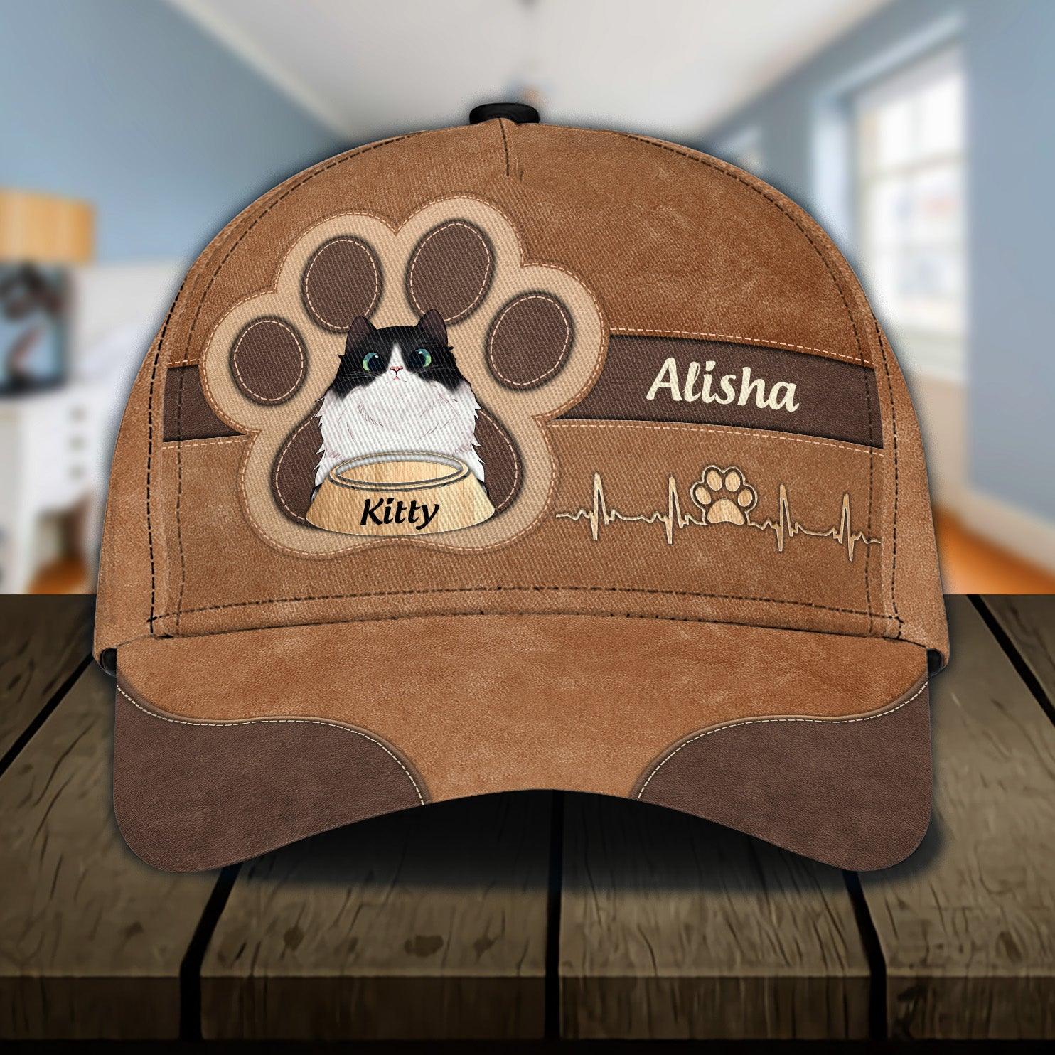 Cat Personalized Classic Cap, Personalized Gift for Cat Lovers, Cat Mom, Cat Dad Trucker Hats Custom Hats Gifts For Men & Women