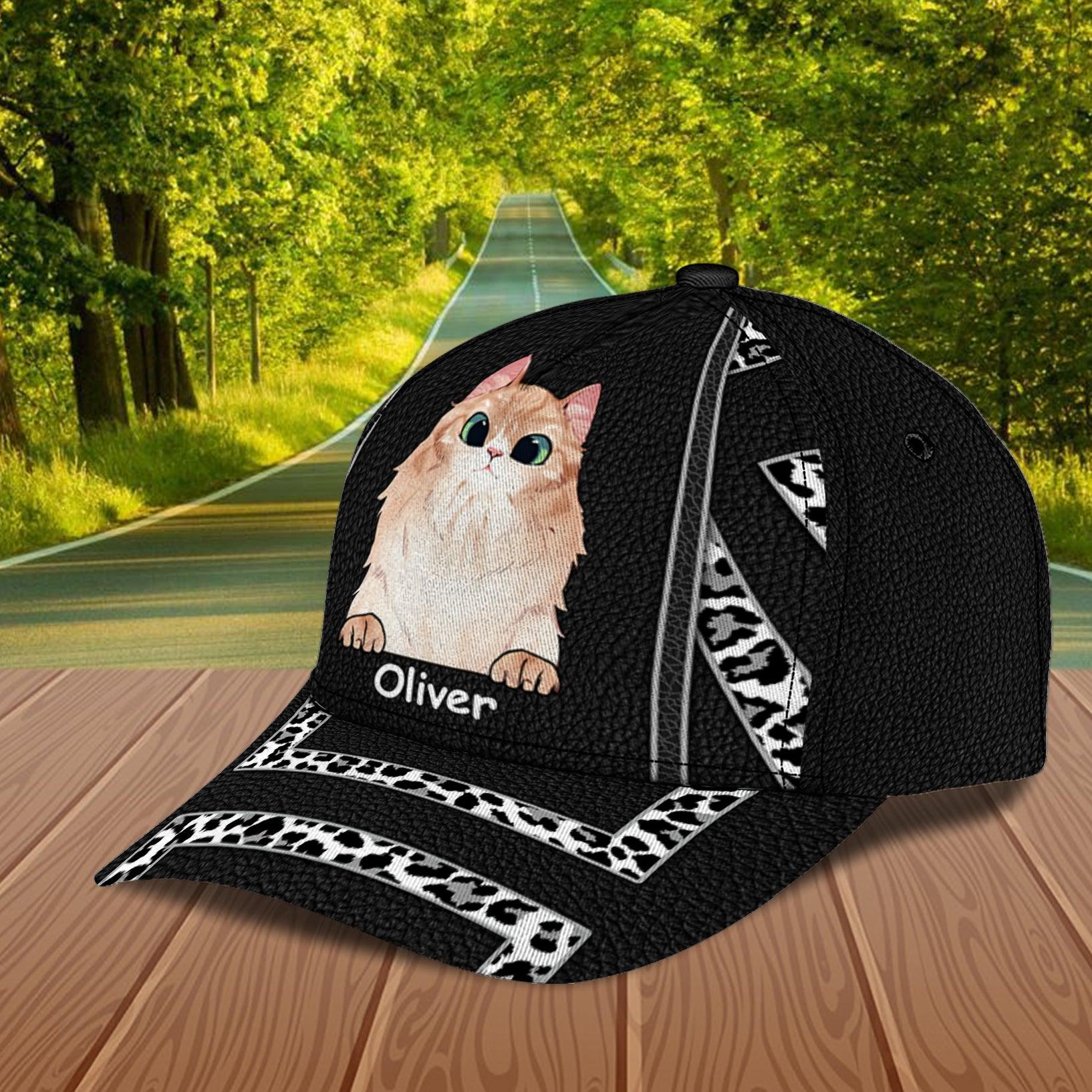 Cat Personalized Classic Cap, Personalized Gift for Cat Lovers, Cat Mom, Cat Dad Trucker Hats Custom Hats Gifts For Men & Women