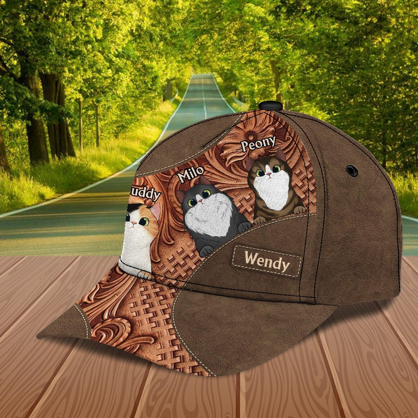 Cat Personalized Classic Cap, Personalized Gift for Cat Lovers, Cat Mom, Cat Dad Trucker Hats Custom Hats Gifts For Men & Women