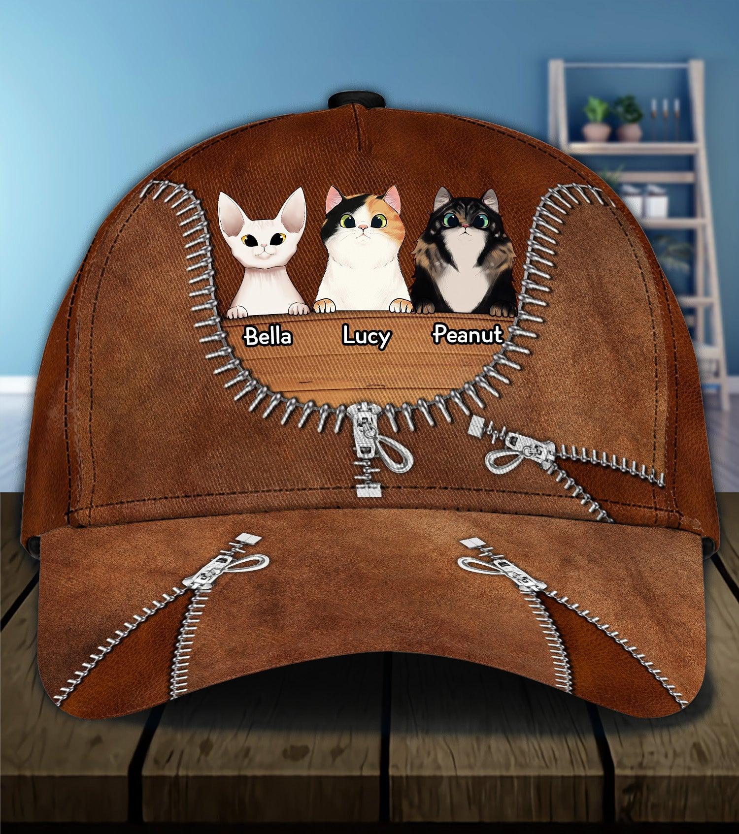 Cat Personalized Classic Cap, Personalized Gift for Cat Lovers, Cat Mom, Cat Dad Trucker Hats Custom Hats Gifts For Men & Women