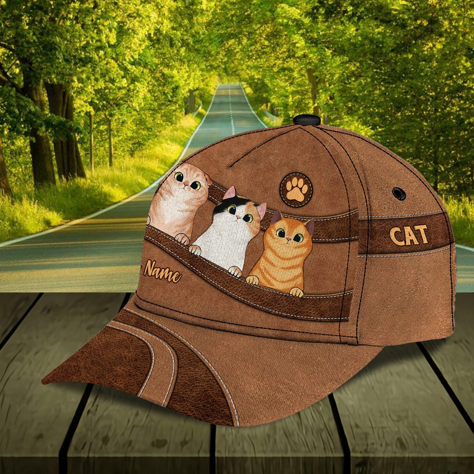 Cat Personalized Classic Cap, Personalized Gift for Cat Lovers, Cat Mom, Cat Dad Trucker Hats Custom Hats Gifts For Men & Women