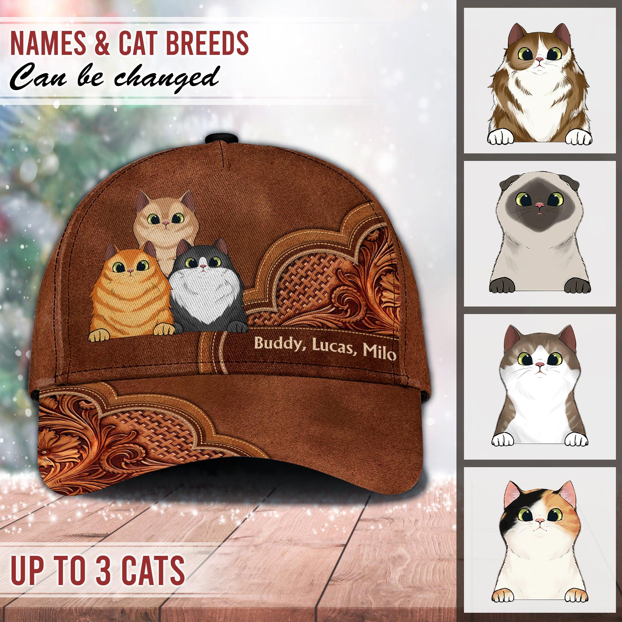 Cat Personalized Classic Cap, Personalized Gift for Cat Lovers, Cat Mom, Cat Dad Trucker Hats Custom Hats Gifts For Men & Women