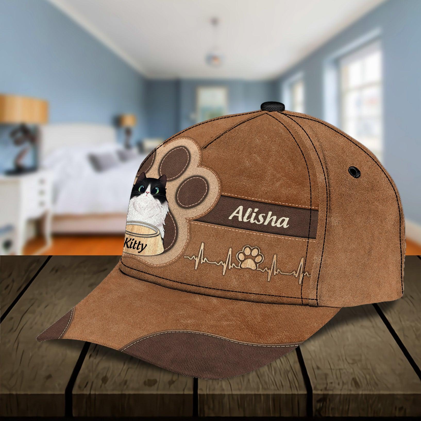 Cat Personalized Classic Cap, Personalized Gift for Cat Lovers, Cat Mom, Cat Dad Trucker Hats Custom Hats Gifts For Men & Women